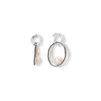 Thumbnail for Tri Tone Cultured Freshwater Pearl Circle Earrings