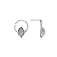 Thumbnail for Oxidized Pear Rainbow Moonstone Bead Edge Earrings