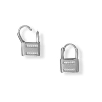 Thumbnail for Rhodium Plated CZ Lock Earrings