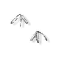 Thumbnail for Rhodium Plated CZ Hoop Earrings