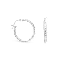 Thumbnail for 2.5mm x 25mm Diamond Cut Hoop Earrings