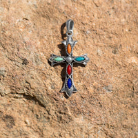 Thumbnail for Marquise Multicolor Stone Cross Pendant