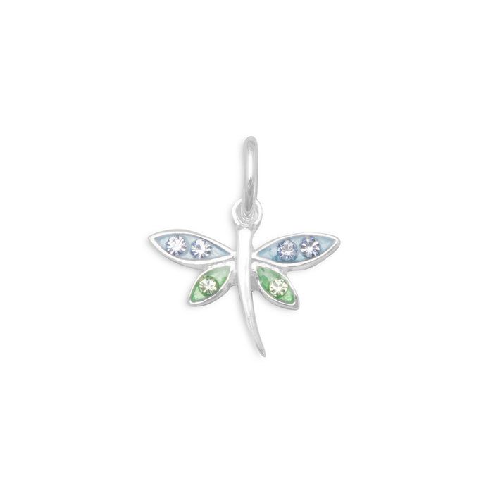 Epoxy Dragonfly Charm with Crystals