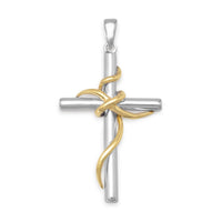 Thumbnail for Rhodium and 14 Karat Gold Plated Sterling Silver Cross Pendant