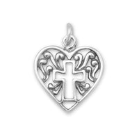 Thumbnail for Heart Charm with Cross Outline