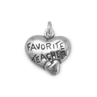 Thumbnail for Heart Charm with Favorite Teacher and Apple