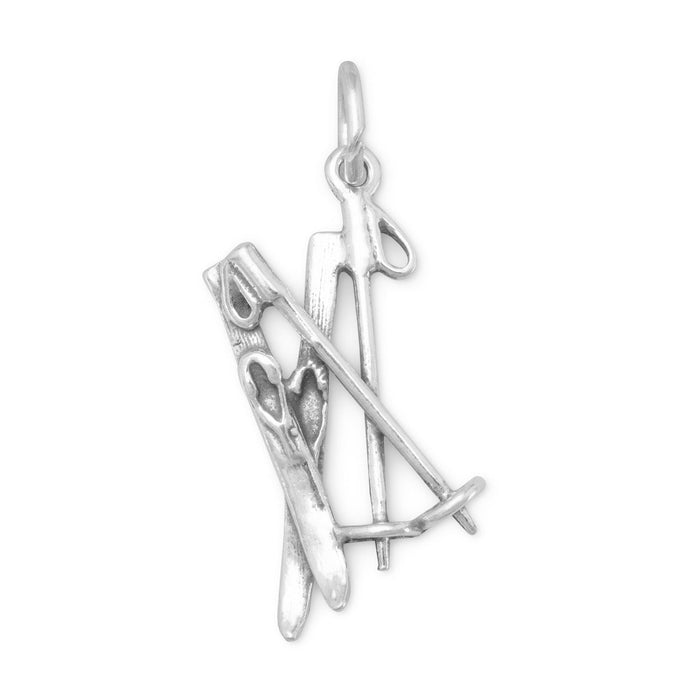 Snow Skis and Ski Poles Charm