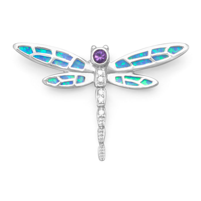 Synthetic Opal and CZ Dragonfly Slide