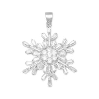 Thumbnail for Rhodium Plated CZ Snowflake Pendant