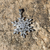 Thumbnail for Rhodium Plated CZ Snowflake Pendant
