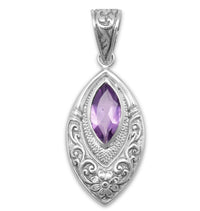 Thumbnail for Oxidized Marquise Pendant with Amethyst