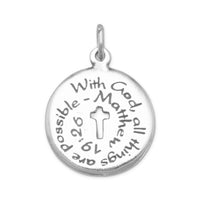 Thumbnail for Oxidized Charm with Matthew 19:26 Quote