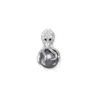 Thumbnail for Rhodium Plated CZ and Simulated Pearl Octopus Slide