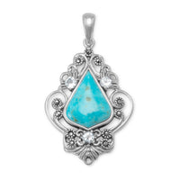 Thumbnail for Reconstituted Turquoise, Blue Topaz and Marcasite Pendant