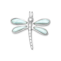 Thumbnail for Rhodium Plated Larimar Dragonfly Slide