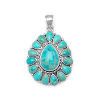 Thumbnail for Oxidized Pear Shape Reconstituted Turquoise Pendant