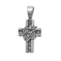 Thumbnail for Oxidized Cross Pendant with Lilies
