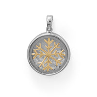 Thumbnail for Two Tone Dancing CZ's Snowflake Pendant