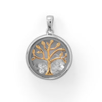 Thumbnail for Two Tone Dancing CZ's Tree Pendant