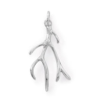 Thumbnail for Rhodium Plated Polished Antler Design Pendant