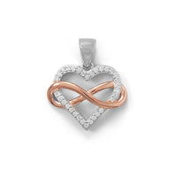 Thumbnail for Two Tone CZ Infinity Heart Pendant