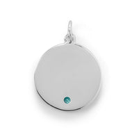 Thumbnail for Engravable Rhodium Plated CZ Pendant - December Birthstone