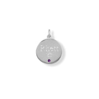 Thumbnail for Engravable Rhodium Plated CZ Pendant - February Birthstone