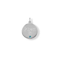 Thumbnail for Engravable Rhodium Plated CZ Pendant - March Birthstone