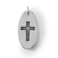 Thumbnail for Oval Charm with Oxidized Cross