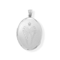 Thumbnail for Oval Angel Wings Memory Keeper Locket with Diamond