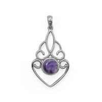 Thumbnail for Ornate Cutout Charoite Pendant