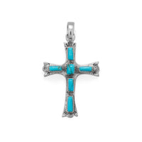 Thumbnail for Oxidized Cross with Rectangle Turquoise Pendant