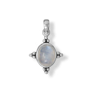 Thumbnail for Oxidized Oval Rainbow Moonstone Pendant with Beaded Accents