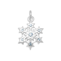 Thumbnail for Small Aqua Crystal Snowflake Charm