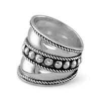 Thumbnail for Bali Ring with Flat Beads in the Center and Rope Edge