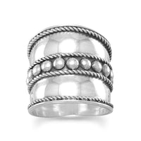 Thumbnail for Bali Ring with Flat Beads in the Center and Rope Edge
