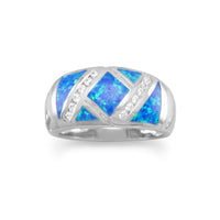 Thumbnail for Synthetic Blue Opal and CZ Ring