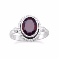 Thumbnail for Faceted Garnet Ring with Rope Edge