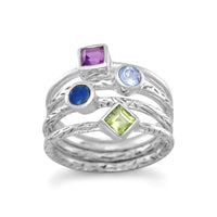 Thumbnail for 4 Band Multistone Ring