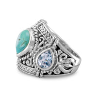 Thumbnail for Blue Topaz and Reconstituted Turquoise Ring
