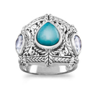 Thumbnail for Blue Topaz and Reconstituted Turquoise Ring
