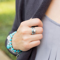 Thumbnail for Oxidized Cultured Freshwater Pearl and Reconstituted Turquoise Ring
