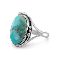 Thumbnail for Oval Reconstituted Turquoise Floral Design Ring