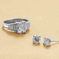 Thumbnail for Rhodium Plated 6mm CZ Stud Earrings