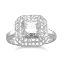 Thumbnail for Rhodium Plated Ring with Square CZ