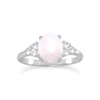 Thumbnail for Rhodium Plated Australian Opal and White Topaz Ring