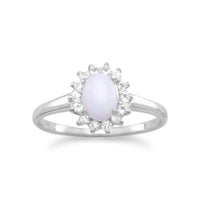 Thumbnail for Rhodium Plated White Topaz and Australian Opal Ring