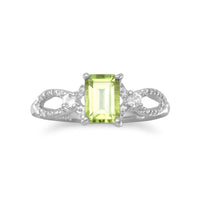 Thumbnail for Rhodium Plated Peridot and White Topaz Ring