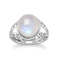 Thumbnail for Oxidized Ornate Rainbow Moonstone Ring