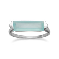 Thumbnail for Rhodium Plated Green Chalcedony Bar Ring